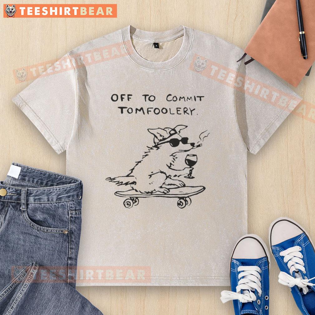 cute-dog-off-to-commit-tomfoolery-washed-t-shirt Cute dog off to commit tomfoolery wearing a washed t-shirt, showcasing its playful spirit and adorable personality.