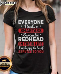 Alt Text: Cute redhead wearing a sarcastic Smartass tee, perfect for ladies who appreciate humor and sass in their wardrobe.