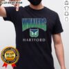 Alt Text: Cute Hartford Whalers vintage sweep down T-shirt featuring classic logo and retro design, perfect for hockey fans.