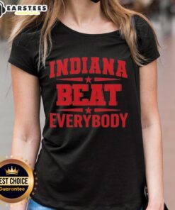 Alt Text: Cute Indiana Beat Everybody Ladies Tee featuring a stylish design perfect for fans and casual wear.