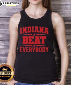 Adorable Indiana Beat Everybody tank top featuring a vibrant design, perfect for casual wear and showing Indiana pride.