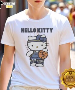 Alt Text: Cute Memphis Grizzlies X Hello Kitty t-shirt featuring a playful design perfect for fans and fashion lovers.