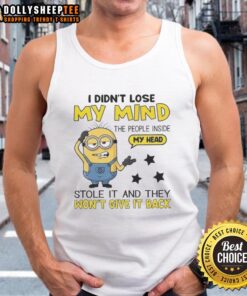 Adorable Minion tank top featuring 'I Didn't Lose My Mind, The People Inside My Head' design, perfect for fans and casual wear.