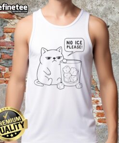 Adorable 'Cute No ICE Please' cat tank top featuring a playful feline design, perfect for cat lovers and summer fashion.