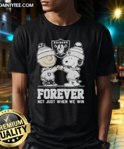 Alt Text: Cute Peanut Snoopy and Charlie Brown on Las Vegas Raiders Forever T-Shirt, perfect for fans not just when they win.