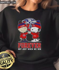 Alt Text: Cute Peanut Snoopy and Charlie Brown sweatshirt with Liberty Flames Forever design, perfect for fans and everyday wear.