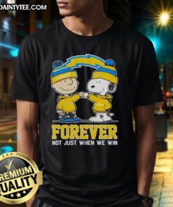 Alt Text: Cute Peanut Snoopy and Charlie Brown on Los Angeles Chargers Forever T-Shirt, perfect for fans beyond game day.