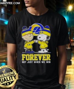 Alt Text: Cute Peanut Snoopy and Charlie Brown on Los Angeles Rams Forever T-Shirt, perfect for fans not just when they win.