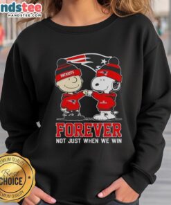 Cute Peanut Snoopy and Charlie Brown on New England Patriots sweatshirt: 'Forever, Not Just When We Win'