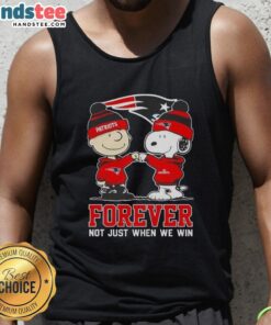 Alt Text: Cute Peanut Snoopy and Charlie Brown tank top design for New England Patriots fans, celebrating loyalty beyond wins.