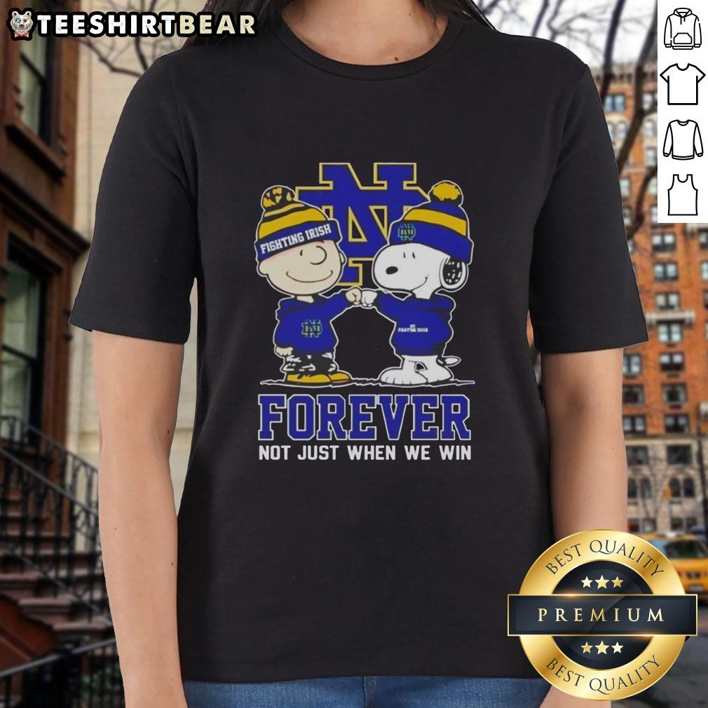 cute-peanut-snoopy-charlie-brown-notre-dame-fighting-irish-forever-not-just-when-we-win-ladies-tee Adorable Snoopy and Charlie Brown graphic on a ladies tee, celebrating Notre Dame Fighting Irish spirit forever.