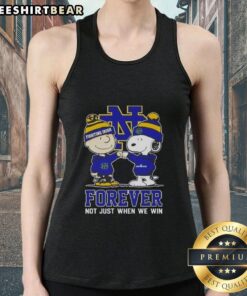 Alt Text: Cute Peanut Snoopy and Charlie Brown on a tank top celebrating Notre Dame Fighting Irish, Forever, Not Just When We Win.