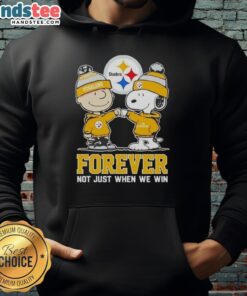 Alt Text: Cute Peanut Snoopy and Charlie Brown hoodie for Pittsburgh Steelers fans, celebrating team spirit all year round.