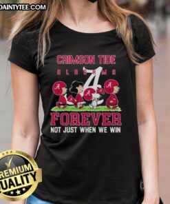 Cute Peanuts Alabama Crimson Tide Forever tee for ladies, celebrating team spirit beyond just winning games.
