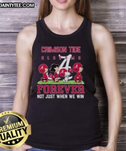 Cute Peanuts Alabama Crimson Tide Forever tank top for fans, celebrating team spirit all year round.