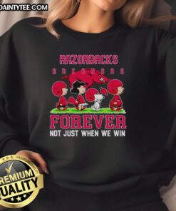 Alt Text: Cute Arkansas Razorbacks sweatshirt with Forever, Not Just When We Win slogan, perfect for fans and game day wear.