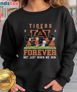Alt Text: Cute Peanuts Auburn Tigers Forever sweatshirt featuring fun design, perfect for fans celebrating team spirit.