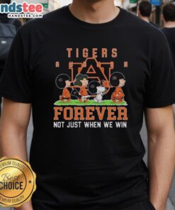 Alt Text: Cute Peanuts Auburn Tigers forever t-shirt design featuring playful graphics, perfect for fans not just when we win.