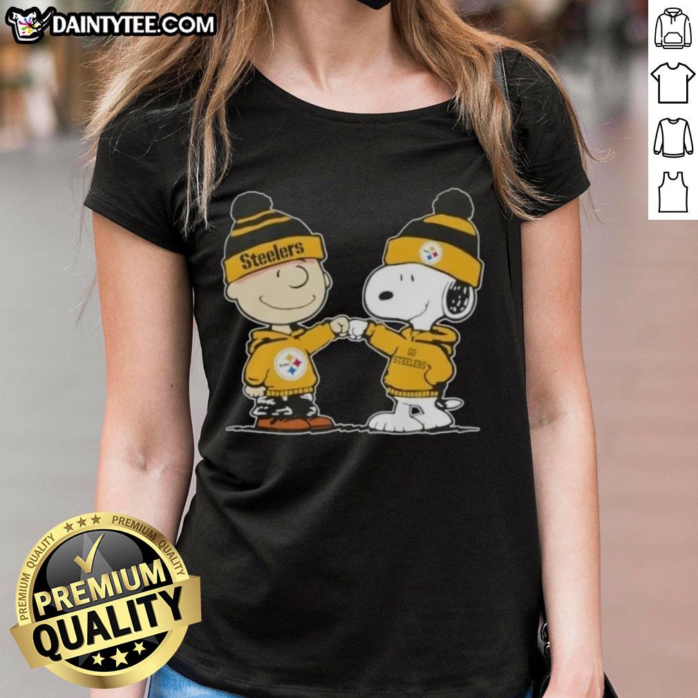cute-peanuts-charlie-brown-fist-bump-snoopy-x-pittsburgh-steelers-football-ladies-tee Alt Text: Cute Peanuts Charlie Brown and Snoopy fist bump in Pittsburgh Steelers football ladies tee design