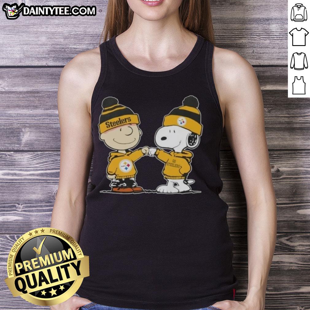 cute-peanuts-charlie-brown-fist-bump-snoopy-x-pittsburgh-steelers-football-tank-top Cute Peanuts Charlie Brown fist bump with Snoopy, wearing Pittsburgh Steelers football tank top, perfect for fans.