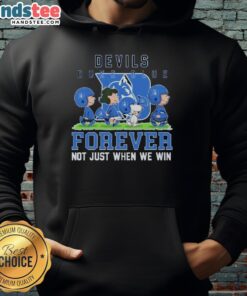 Cute Peanuts Duke Blue Devils Forever hoodie featuring Snoopy and friends, perfect for fans supporting their team.