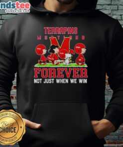 Adorable Maryland Terrapins hoodie featuring 'Forever, Not Just When We Win' slogan, perfect for fans and cozy wear.