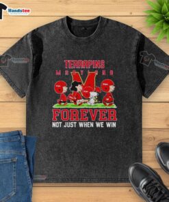 Cute Peanuts Maryland Terrapins Forever t-shirt featuring playful design, perfect for fans celebrating team spirit.