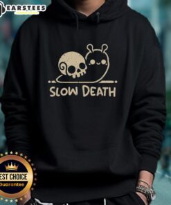 Cute Slow Death Snail Skull Hoodie featuring a whimsical snail design on a cozy pullover, perfect for casual fashion.