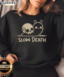 Cute Slow Death Snail Skull Sweatshirt featuring a playful snail design with a skull, perfect for quirky fashion lovers.