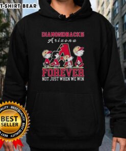 Cute Snoopy and Charlie Brown hoodie featuring Arizona Diamondbacks logo, celebrating baseball fandom all year round.
