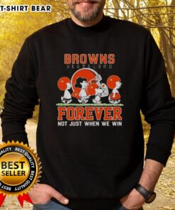 Cute Snoopy and Charlie Brown Cleveland Browns Forever sweatshirt, perfect for fans celebrating every game.