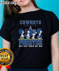 Cute Snoopy and Charlie Brown Dallas Cowboys Forever tee for ladies, celebrating loyalty beyond wins.