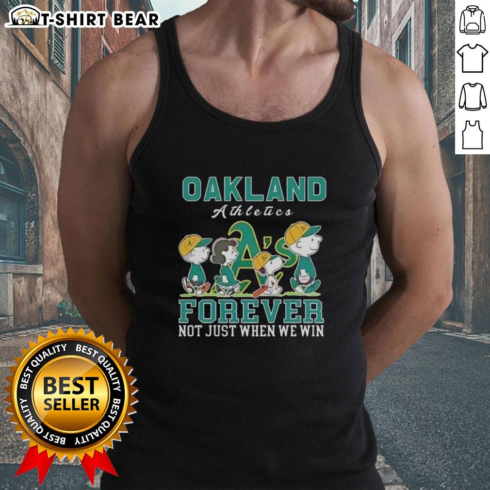 Cute Snoopy And Charlie Brown Oakland Athletics Baseball Forever Not Just When We Win Tank Top Alt Text: Cute Snoopy and Charlie Brown Oakland Athletics baseball tank top, perfect for fans who love the game year-round.
