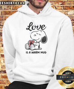 Alt Text: Cute Snoopy Love is a Warm Mug Hoodie featuring Snoopy and a cozy mug design, perfect for chilly days and dog lovers.