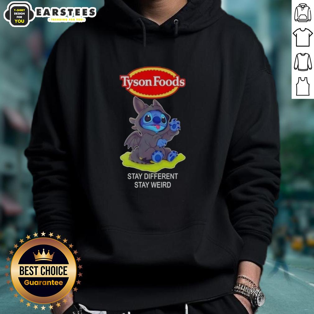 cute-stitch-cosplay-toothless-x-tyson-foods-stay-different-stay-weird-hoodie Alt Text: Cute Stitch cosplay wearing Toothless hoodie from Tyson Foods' 'Stay Different, Stay Weird' collection.