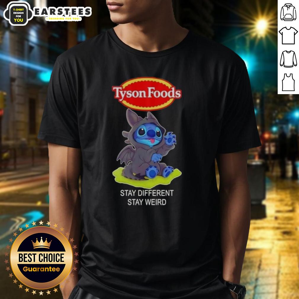 cute-stitch-cosplay-toothless-x-tyson-foods-stay-different-stay-weird-t-shirt Alt Text: Cute Stitch cosplay featuring Toothless on a Tyson Foods Stay Different Stay Weird T-Shirt for unique style.