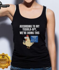 Funny 'According to My Tequila' tank top featuring an adventurous graphic of poking alligators, perfect for summer fun.