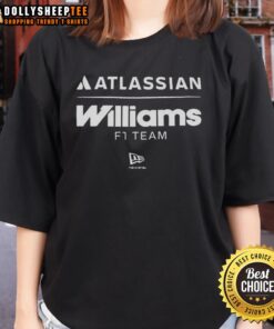 Alt Text: Funny Atlassian Williams F1 Team letter logo on a stylish ladies tee, perfect for racing fans and casual wear.