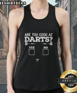 Funny darts fail checklist graphic on a tank top, perfect for casual wear and darts enthusiasts. Are you good at darts?