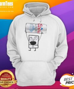Funny Doodlebob holding a Coors Light can while wearing a hoodie, perfect for fans of quirky cartoon merchandise.