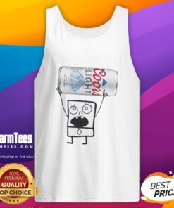 Funny Doodlebob holding a Coors Light can while wearing a tank top, perfect for summer vibes and laughs.