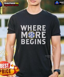 Funny Georgia Bulldogs 'Where More Begins' T-Shirt featuring vibrant graphics, perfect for fans and casual wear.