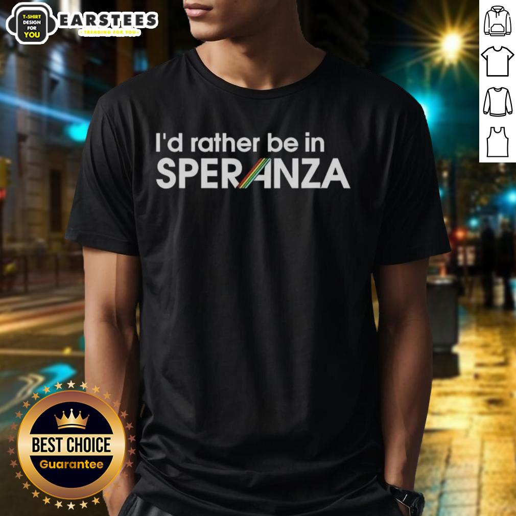 funny-id-rather-be-in-speranza-arc-raiders-logo-t-shirt-1 Alt Text: Funny I'd Rather Be In Speranza Arc Raiders logo T-shirt showcasing a playful design for fans and gamers.