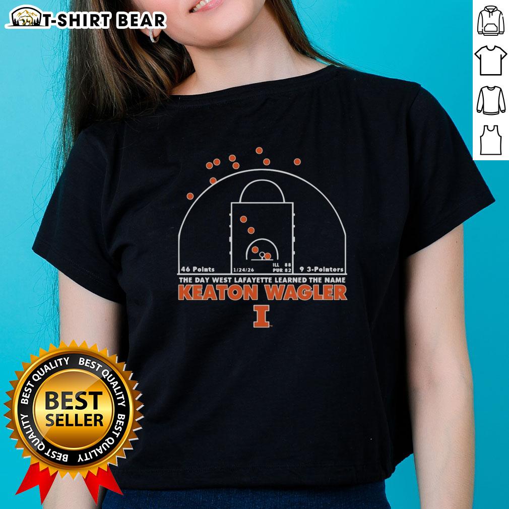 Funny Illinois Fighting Illini The Day West Lafayette Learned The Name Keaton Wagler Ladies-Tee Funny Illinois Fighting Illini tee featuring Keaton Wagler, capturing West Lafayette's memorable day in sports history.