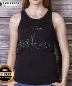 Funny 'I'm Fine Drowning' tank top with thumbs up design, perfect for humor lovers and casual wear enthusiasts.