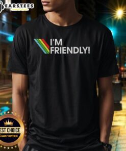 Alt Text: Funny I'M Friendly Arc Raiders logo T-Shirt featuring a playful design, perfect for fans and casual wear.