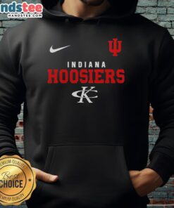 Funny Indiana Hoosiers NCAA No Shoes Nation Go Big Red Hoodie worn by fan at a game, showcasing team spirit and humor.