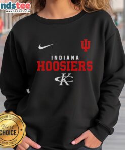 Funny Indiana Hoosiers NCAA No Shoes Nation Go Big Red sweatshirt displayed on a hanger, perfect for fans and casual wear.