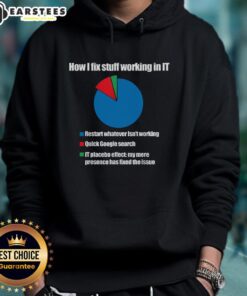 Funny IT Tech Support hoodie featuring a humorous tech-themed pie chart design, perfect for tech enthusiasts.