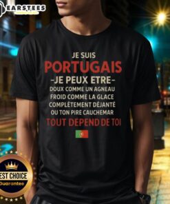 Funny Je Suis Portugais quote t-shirt featuring a playful design celebrating Portuguese culture and humor.